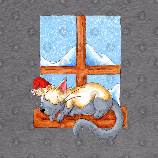 Christmas Catnap by KristenOKeefeArt